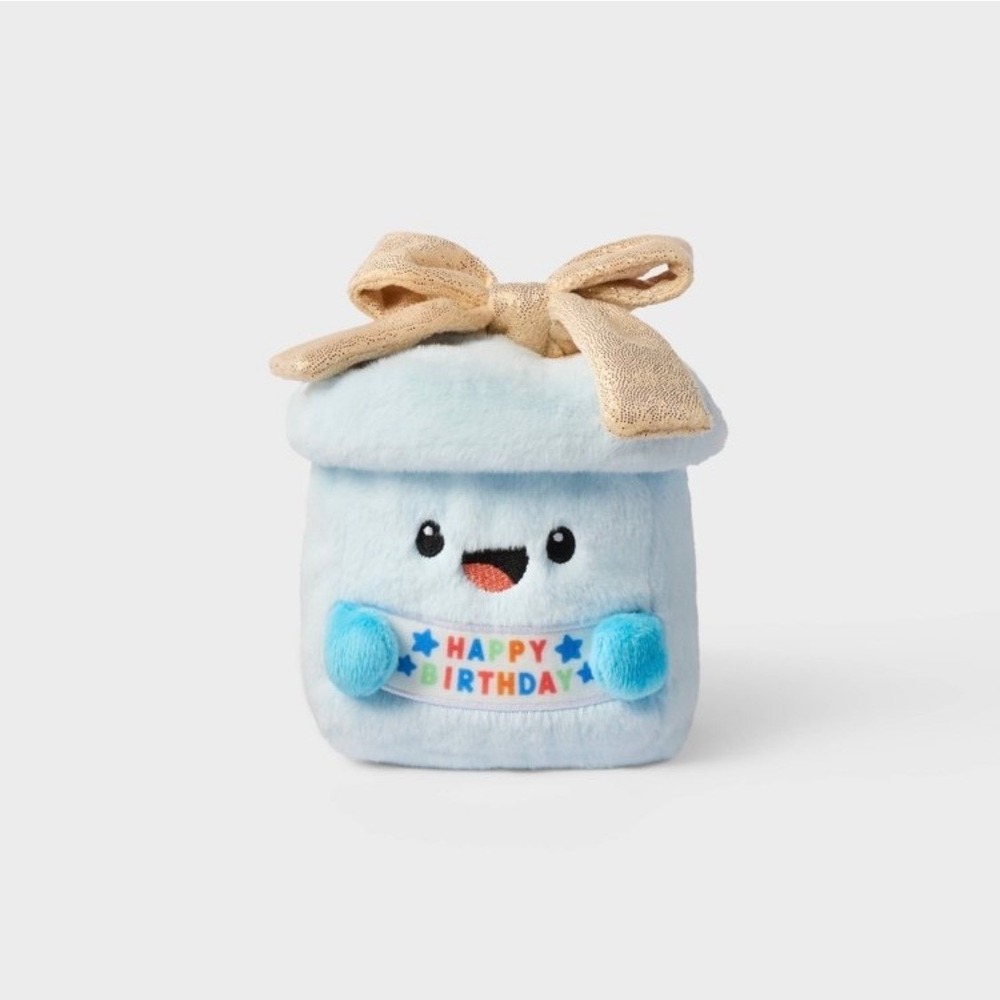 Gigglescape Birthday Plush Set 8in Blue Cupcake and 6in Gift Box Stuffed Animals - Picture 5 of 6